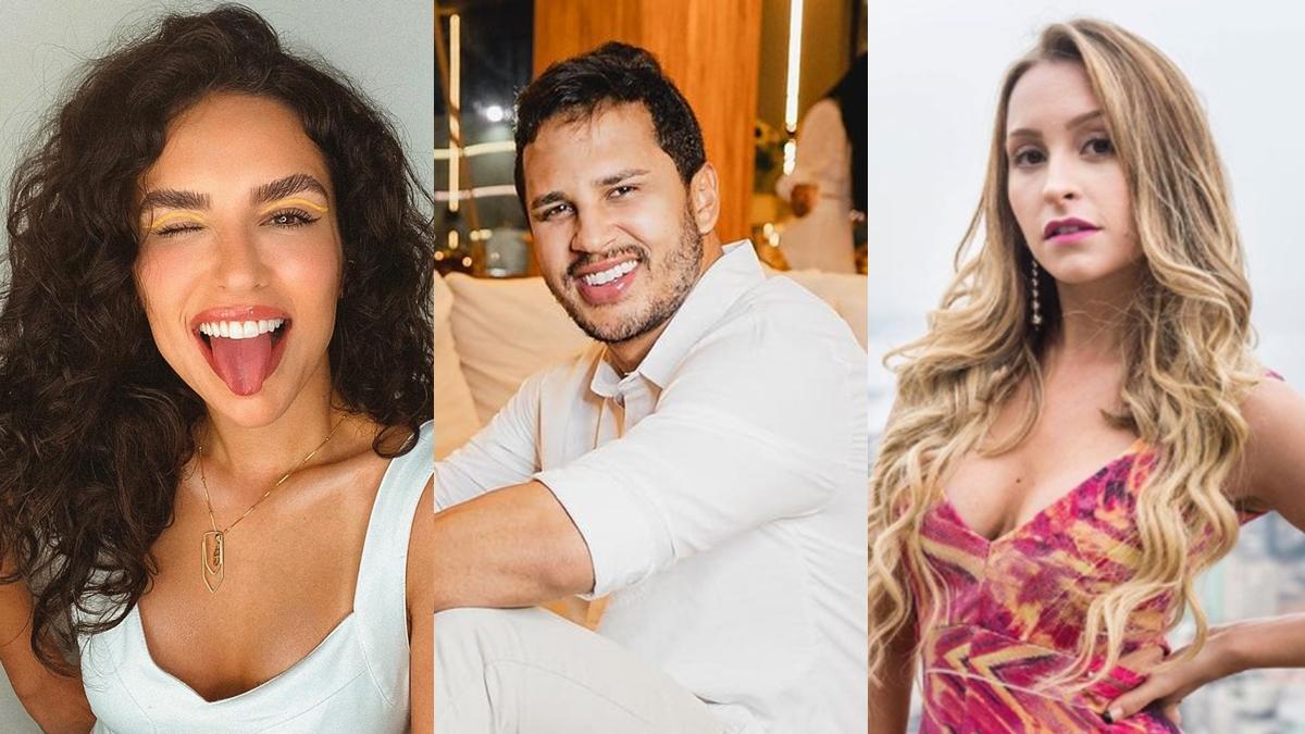 Imagem mostra Kéfera, Lucas Guimarães e Carla Diaz, possíveis participantes em enquete BBB 21
