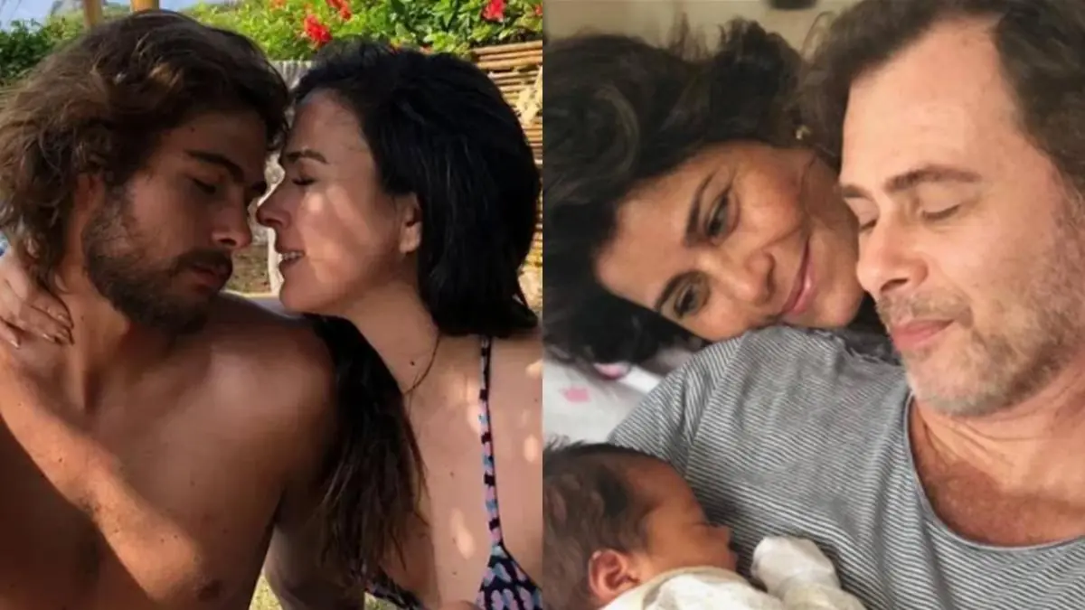 Na imagem Rafael Vitti e Tatá Werneck e os atores João Vitti e Valéria Alencar