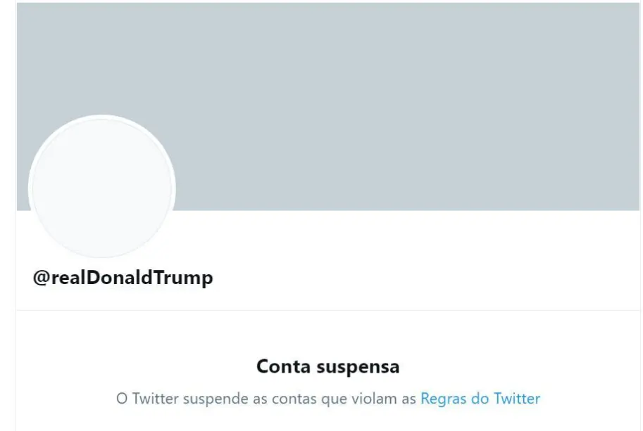 Trump tem conta suspensa 