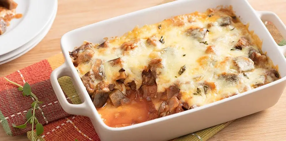 Imagem mostra receita de berinjela