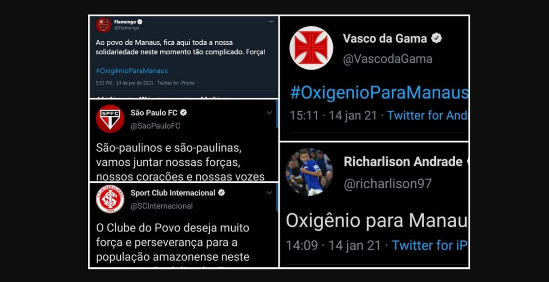 Clubes e jogadores demostraram solidariedade a Manaus pelas redes sociais