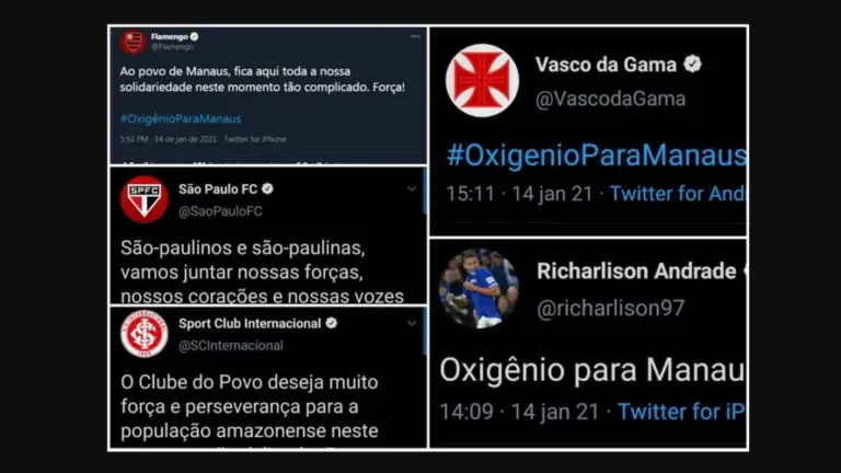 Clubes de futebol aderem à campanha e se solidarizam com Manaus