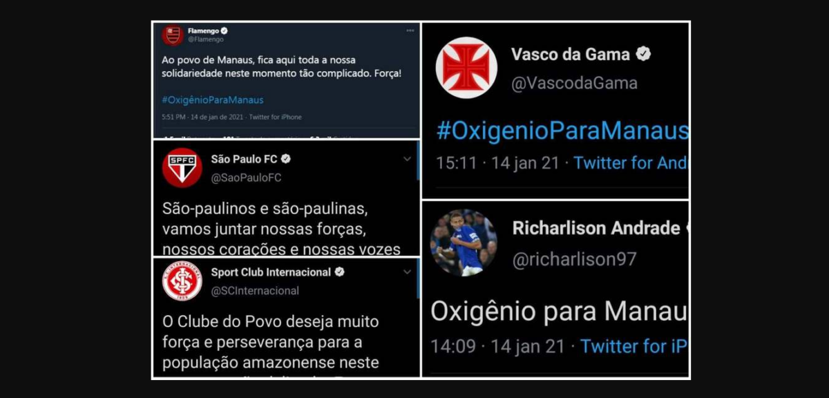 Clubes e jogadores demostraram solidariedade a Manaus pelas redes sociais