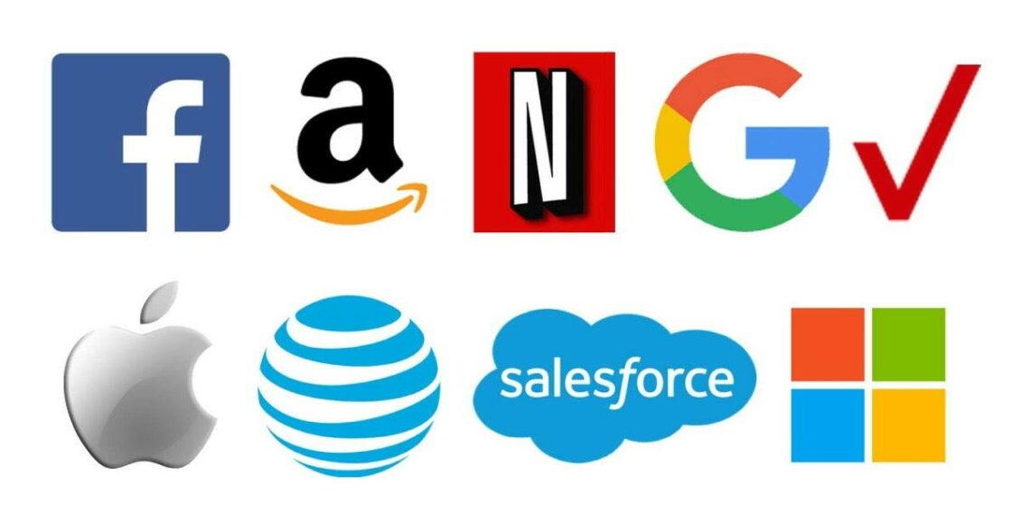 Maiores empresas, Facebook, Apple, Google, logotipos