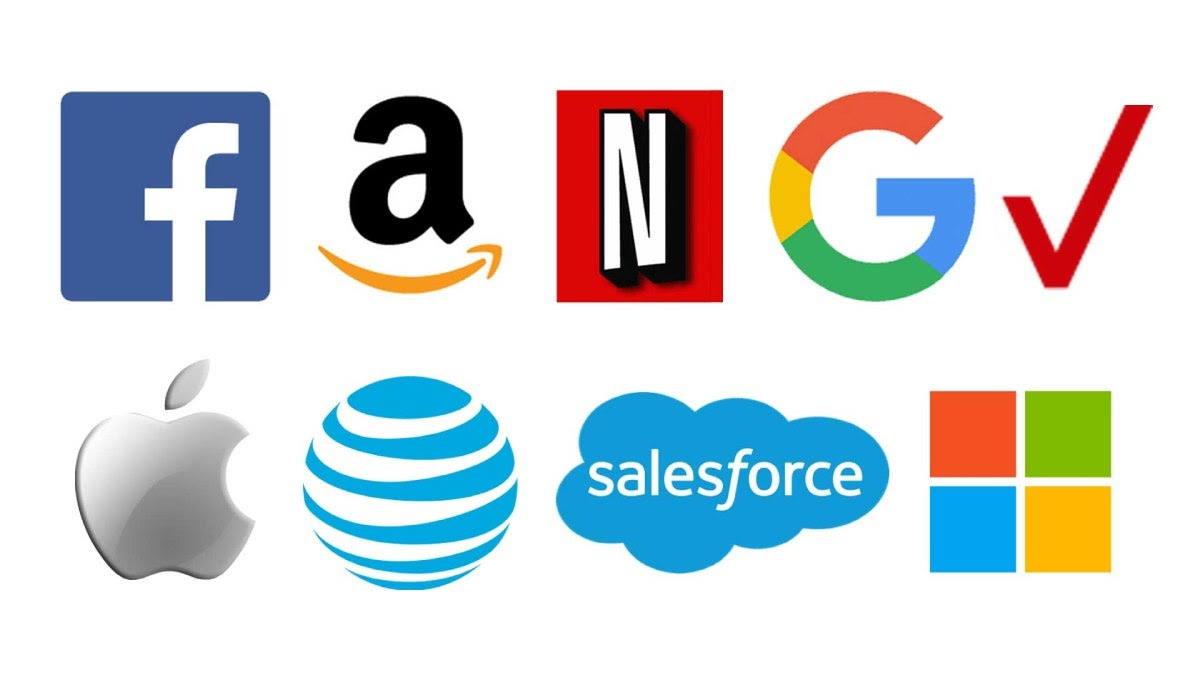 Maiores empresas, Facebook, Apple, Google, logotipos