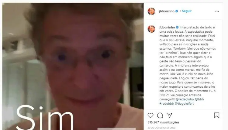 Boninho falou sobre o BBB 21 em 2020