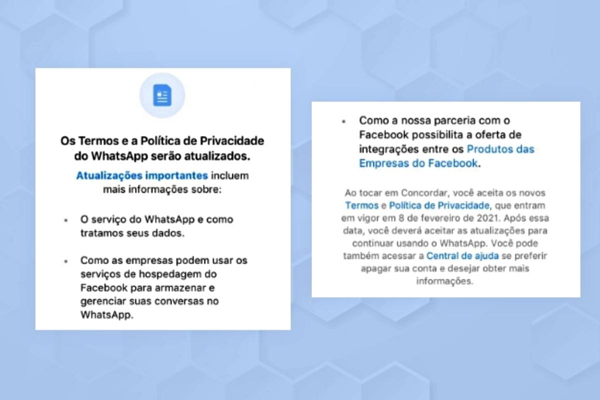 Nova política de privacidade do whatsapp