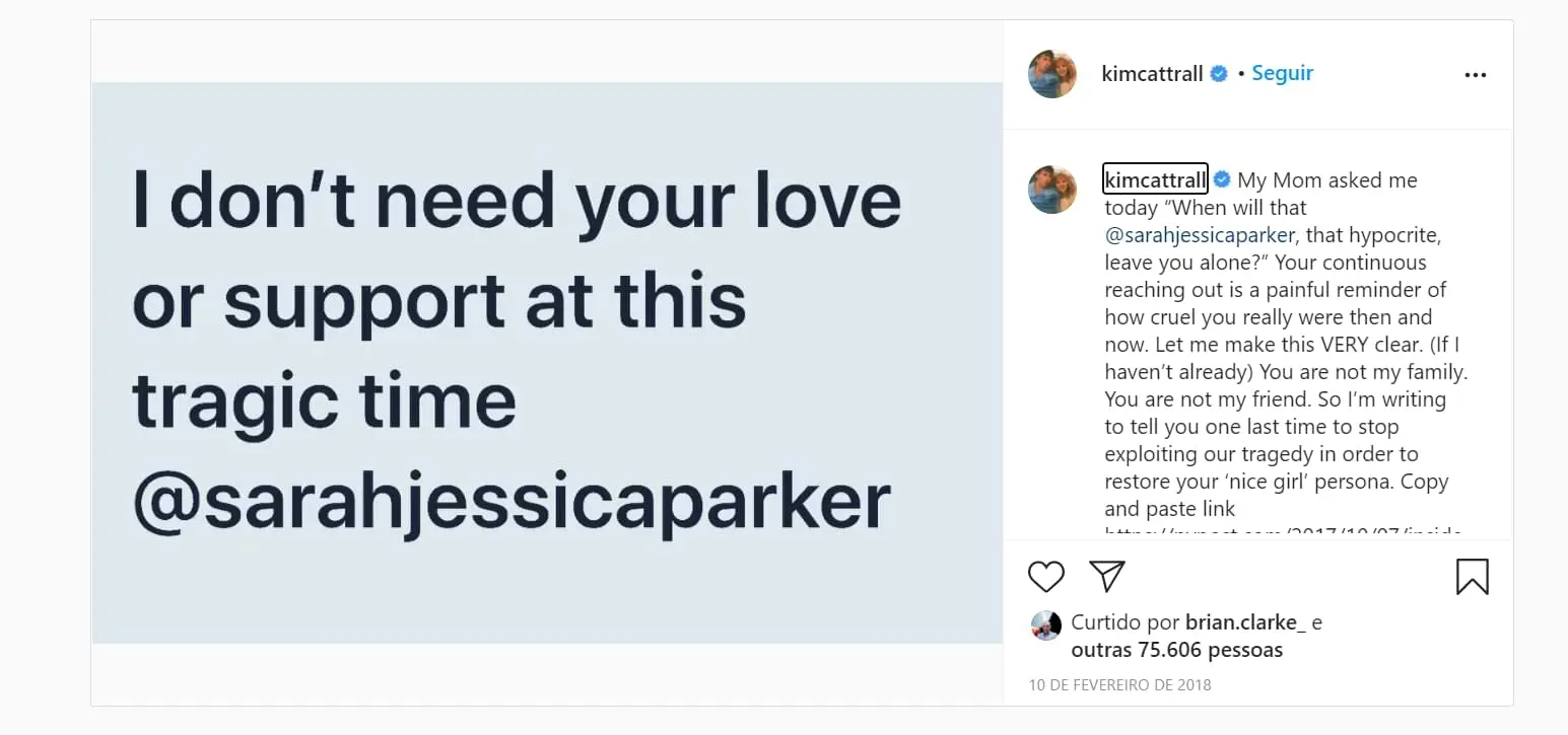  Kim Cattrall no Instagram