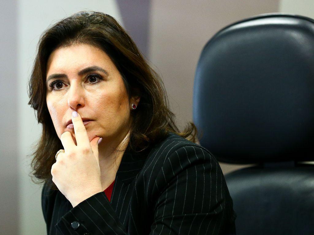 Imagem mostra a senadora Simone Tebet