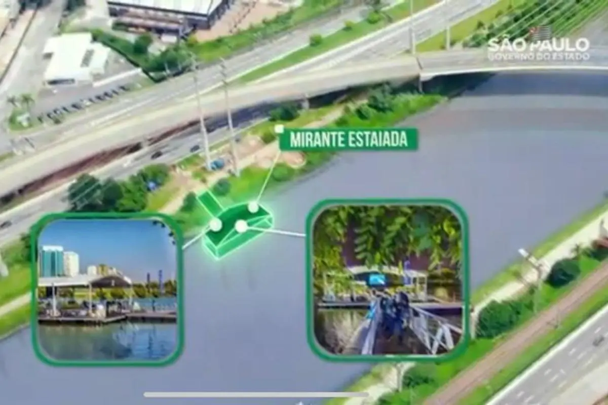 Imagem mostra o projeto do Parque Novo Rio Pinheiros em SP