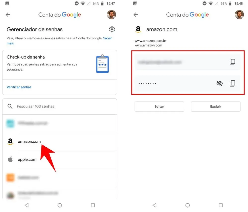 como ver senhas salvas no celular Android