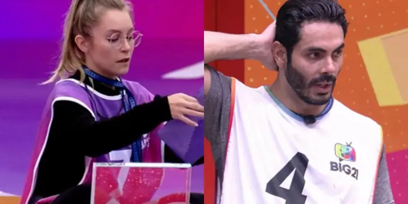 Na imagem Carla, Rodolffo prova do Anjo no BBB 21