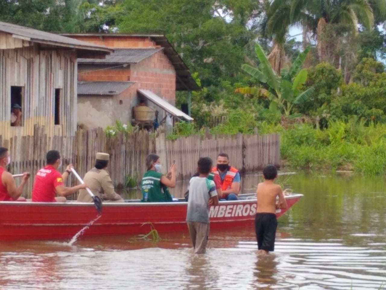Imagem mostra situação da enchente no Acre