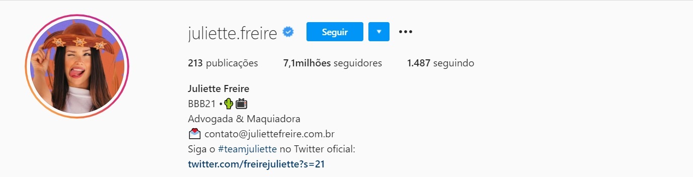 Instagram Juliette BBB21