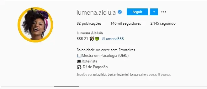 Na imagem Lumena Instagram