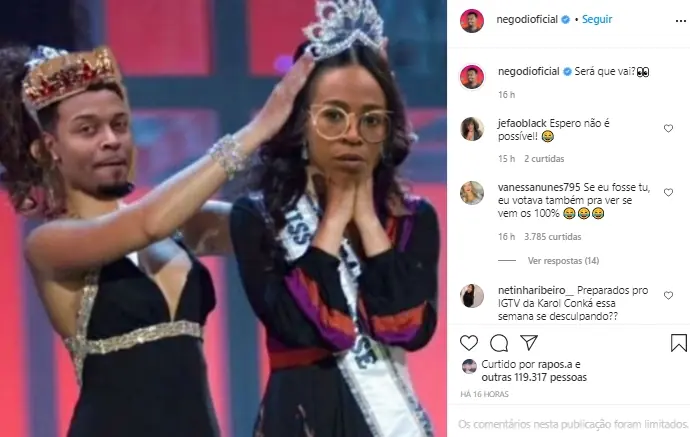 na imagem Nego Di e Karol Conka meme