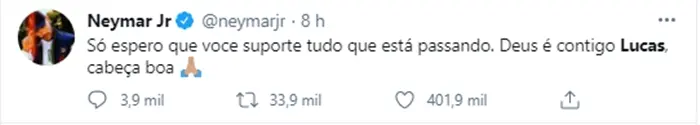 Imagem Neymar apoia Lucas