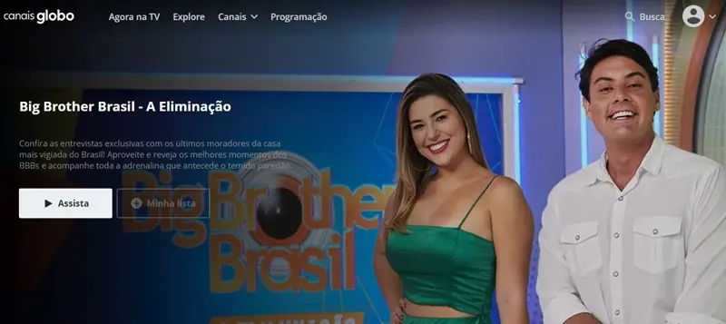 Na imagem Programa BBB A Eliminação do Multishow - Globoplay