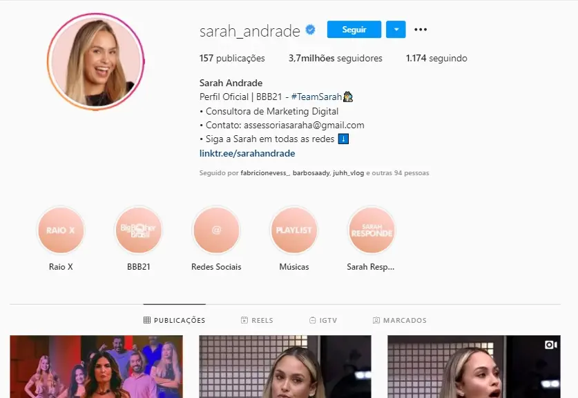 imagem SARAH BBB21