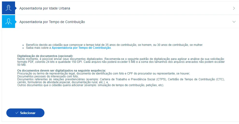 Solicitar aposentadoria
