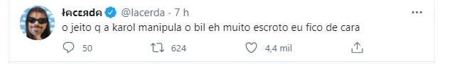 Tweet de fã do reality