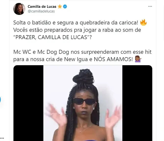 Post na conta de Camilla