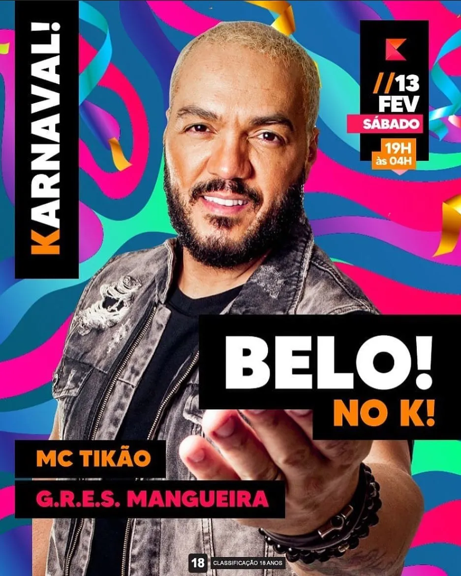 Imagem mostra cartaz do show do cantor Belo na Maré, Rio de Janeiro