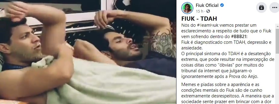 Post sobre Fiuk no BBB21