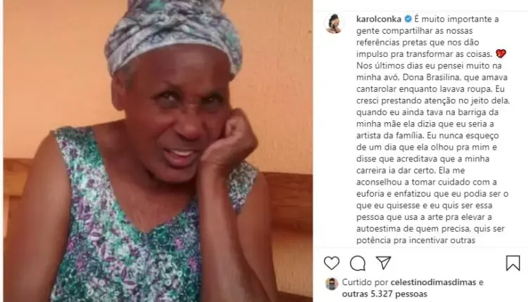 Publicação no insta de Karol Conka