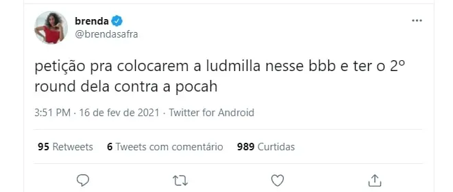 fãs do BBB21 querem show de ludmilla