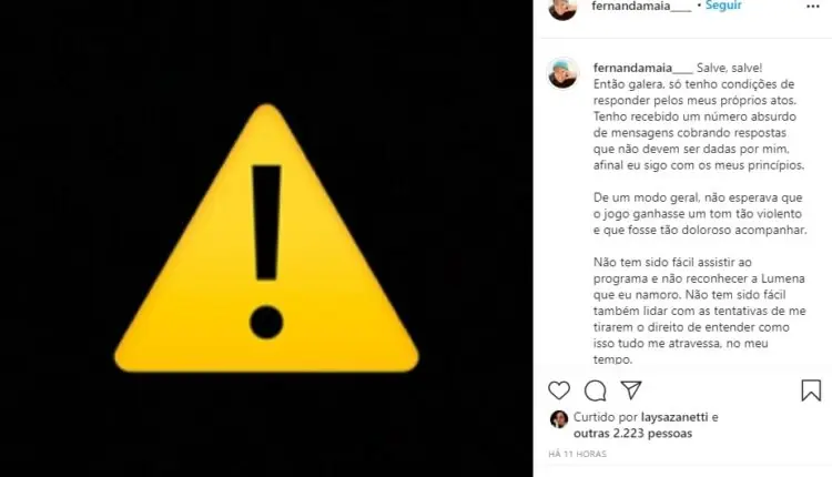 Namorada de Lumena sobre BBB21