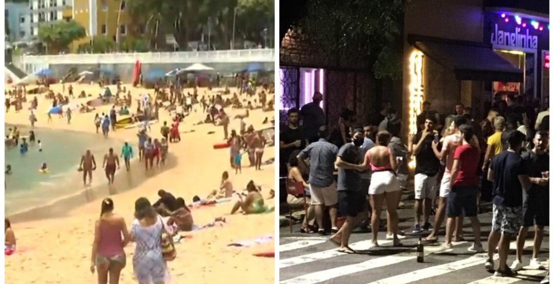 Imagens mostram aglomerações de dia e noite em regiões do país durante feriado de carnaval