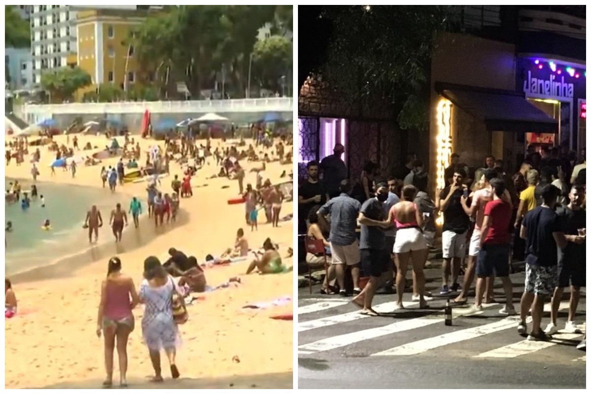 Imagens mostram aglomerações de dia e noite em regiões do país durante feriado de carnaval