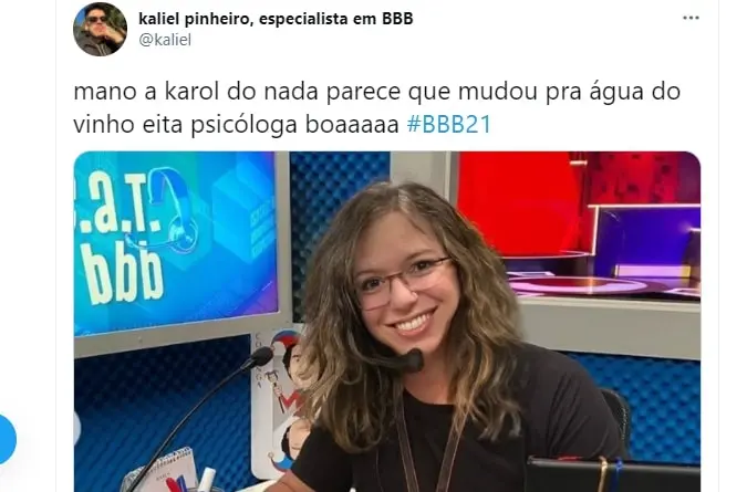 Tweet de fã do reality