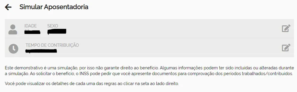 Simulação de aposentadoria