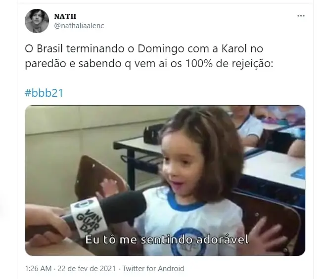 sobre karol no paredão do BBB21