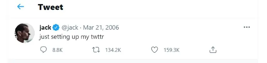 primeiro tuíte do dono do Twitter, Jack Dorsey