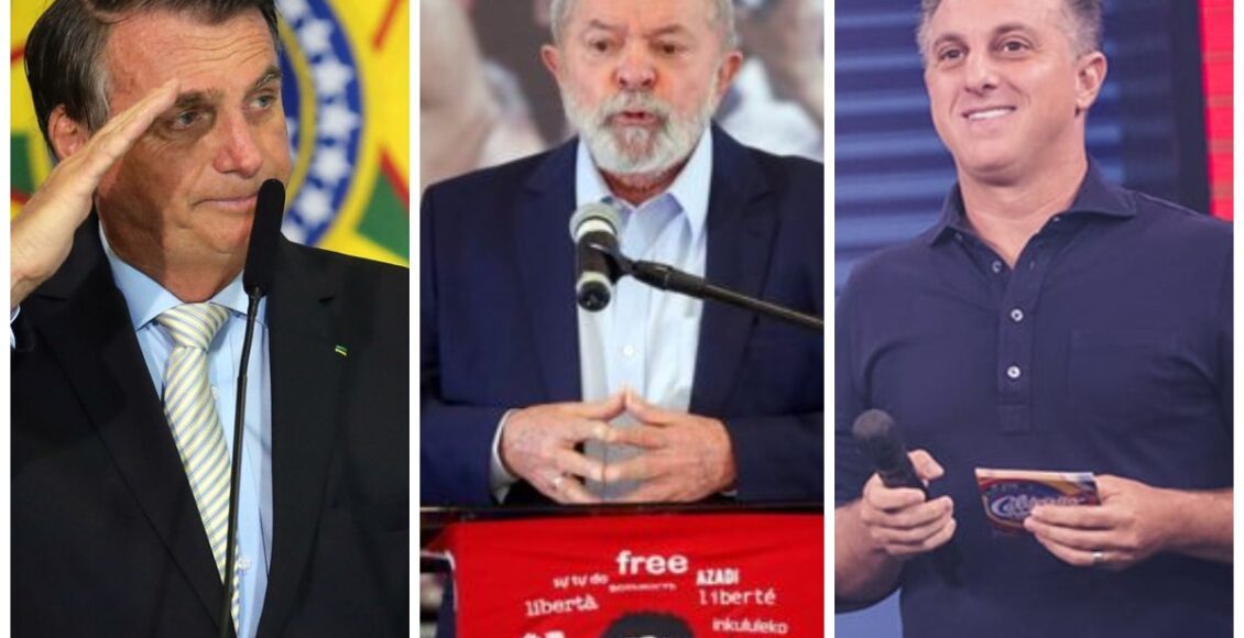 Montagem mostra, respectivamente na ordem, Jair Bolsonro, Lula e Luciano Huck, possíveis candidatos a presidente 2022