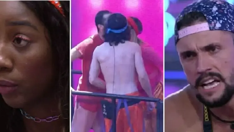 Festa de ontem do BBB21 tem beijo triplo, revolta de Arthur e paredão