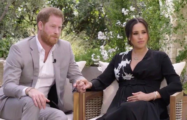 Imagem mostra o casal Meghan Markle e príncipe Harry