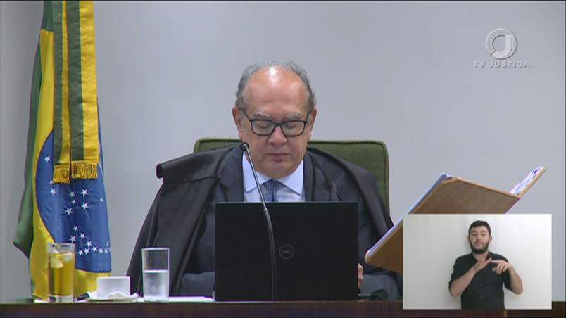 Imagem do ministro Gilmar Mendes durante julgamento de Moro