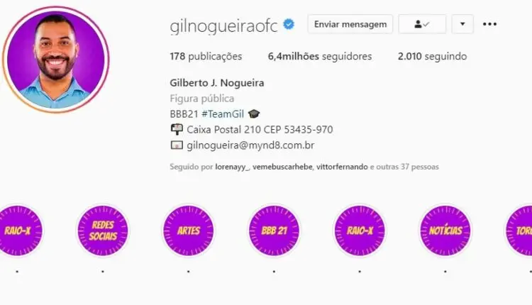 Instagram seguidores Gilberto BBB21