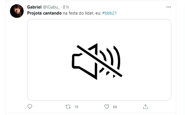 Tweet sobre Projota cantando no BBB21