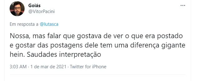 Tweet sobre o BBB21