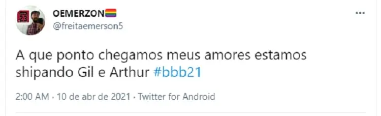 Tweet sobre bbb21