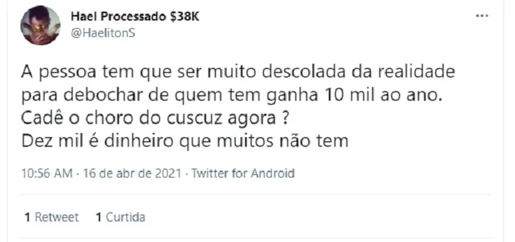 Tweet sobre Juliette do BBB21