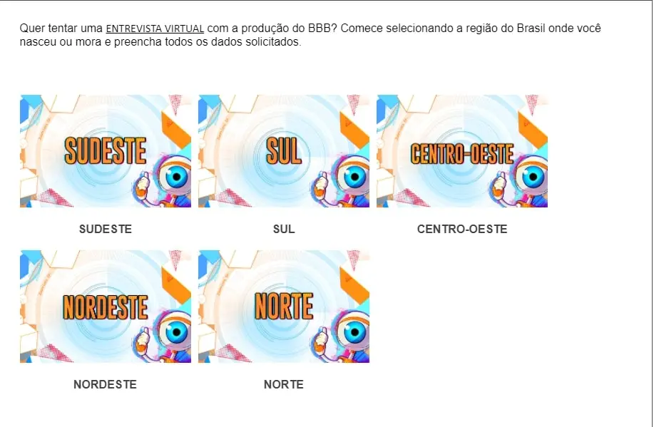 Primeiro passo inscrição BBB 22