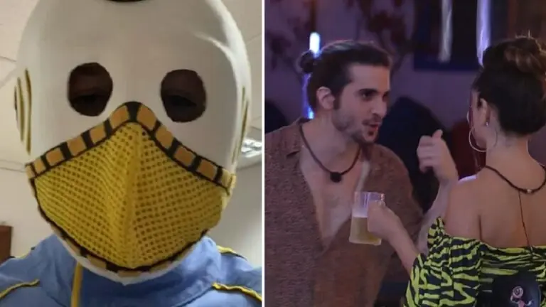 Festa de ontem BBB21: Boninho de dummy e Fiuk atrás de Juliette