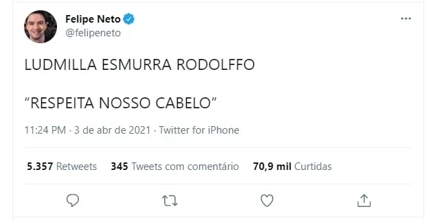 tweet sobre o BBB21