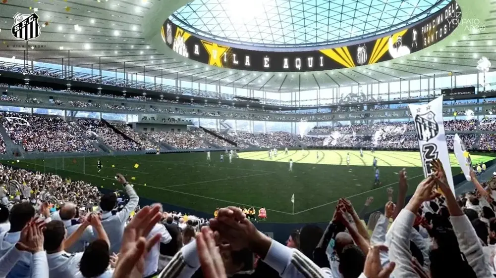 Imagem de como será a parte interna do novo estádio do Santos